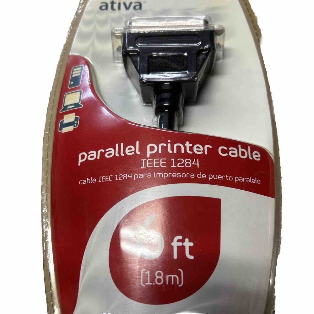 Ativa Connect Parallel Printer Cable IEEE 1284 6Ft 828-530 DB25 Male/CEN36 Male